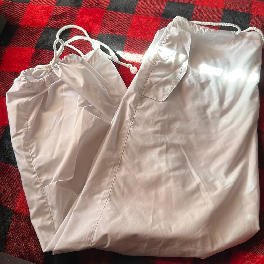 White parachute pants worn once